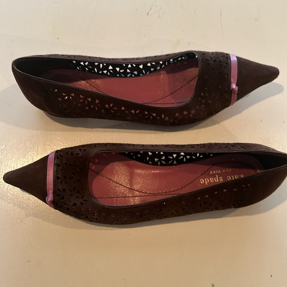 Kate Spade brown leather flat with pink detail - Picture 6 of 9